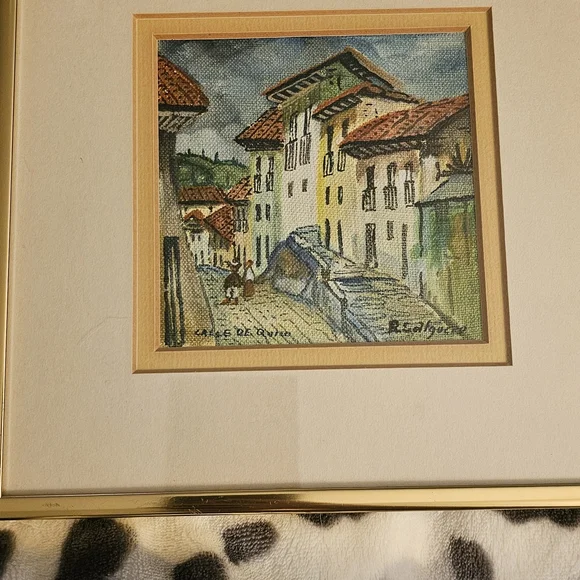 Charming Street Scene Painting with Gold Frame - Picture 1 of 4